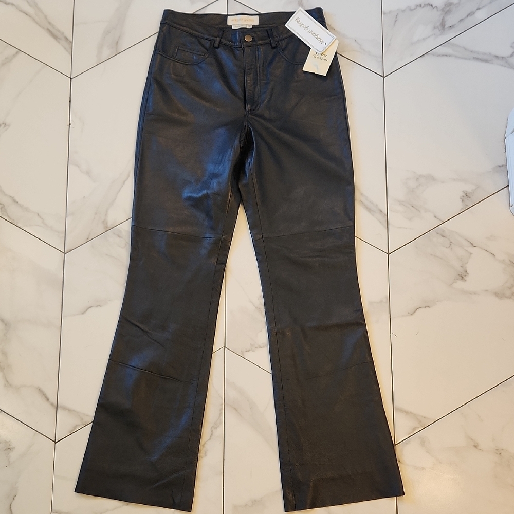 Black Boot Cut Leather Pants